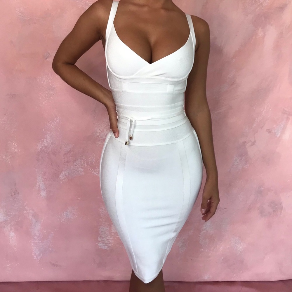 WHITE BANDAGE DRESS SIZE XS